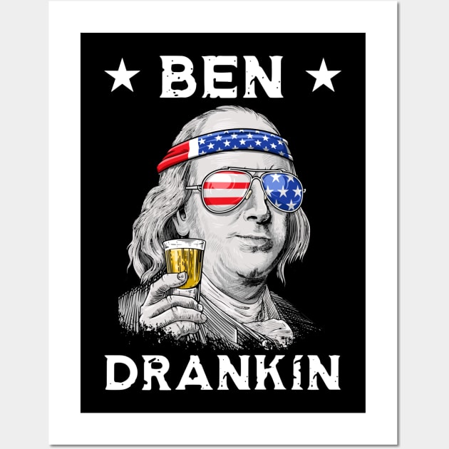 Ben Drankin Party Vintage USA Funny 4th Of July Patriotic Wall Art by StarMa